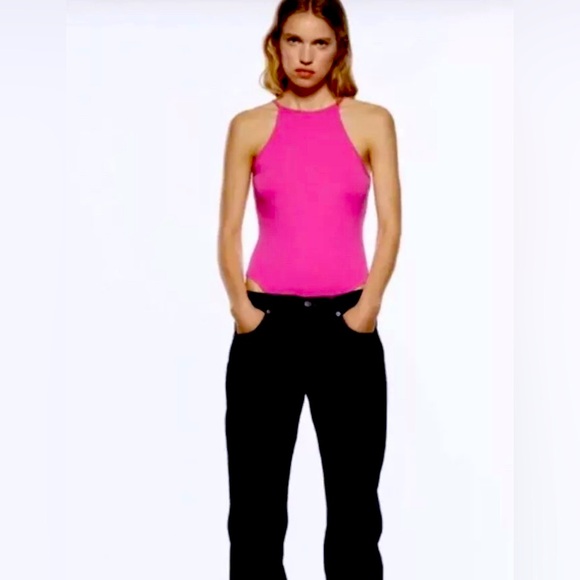 NWT🌺Zara•Halter Neck Hot Pink Bodysuit - Picture 8 of 8